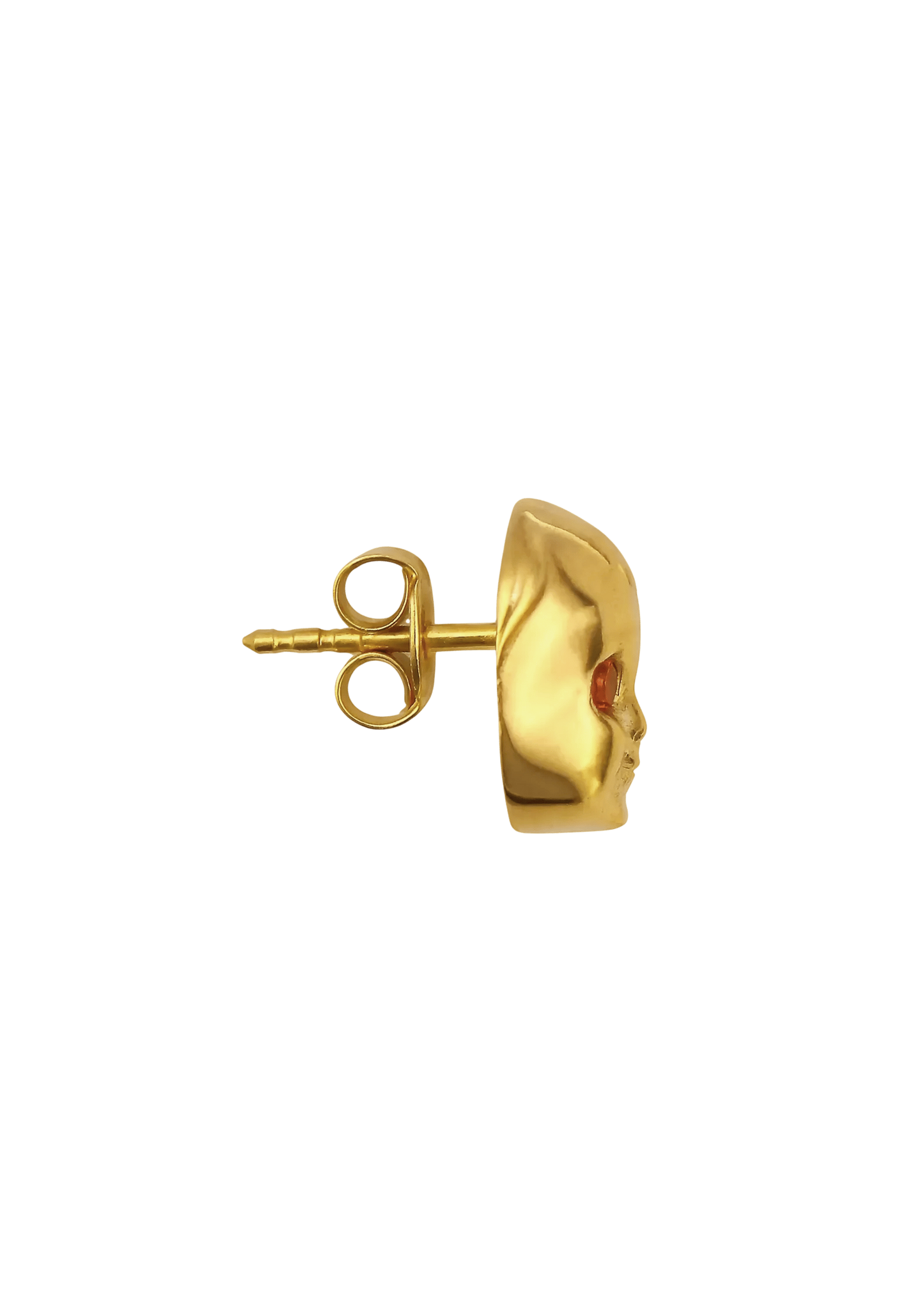 ALF Jewelry Baby stud earring in 18 karat gold vermeil on 925 sterling silver with amethyst eyes, artisanal luxury piece.