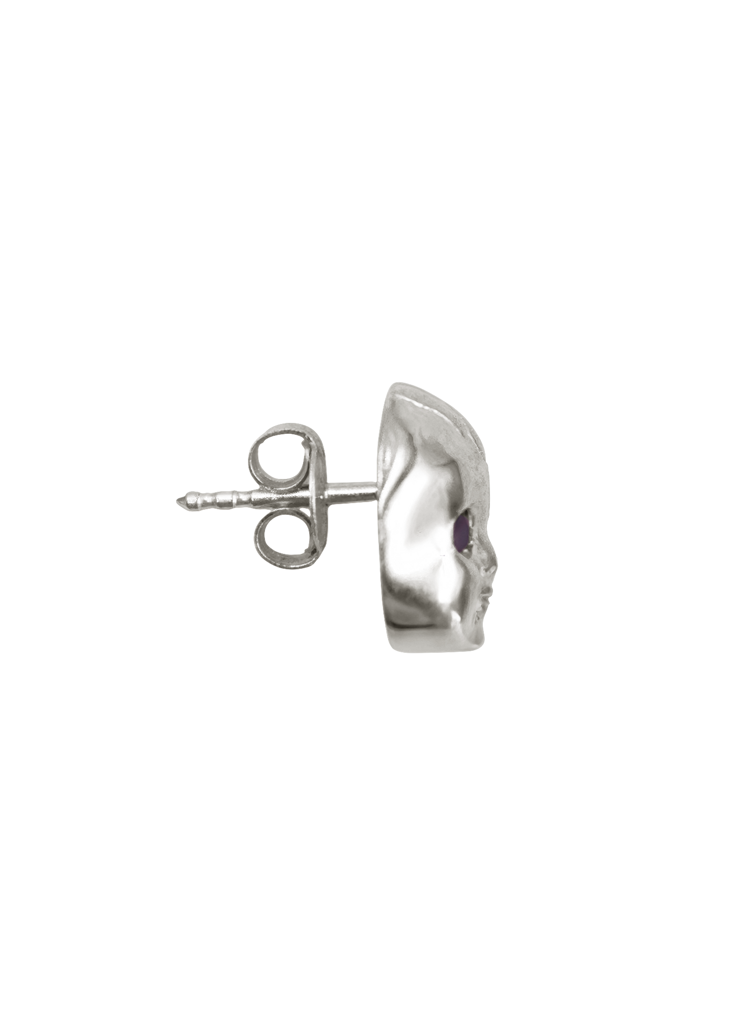 ALF Jewelry Baby earring in 925 sterling silver with amethyst eyes, artisanal luxury piece.