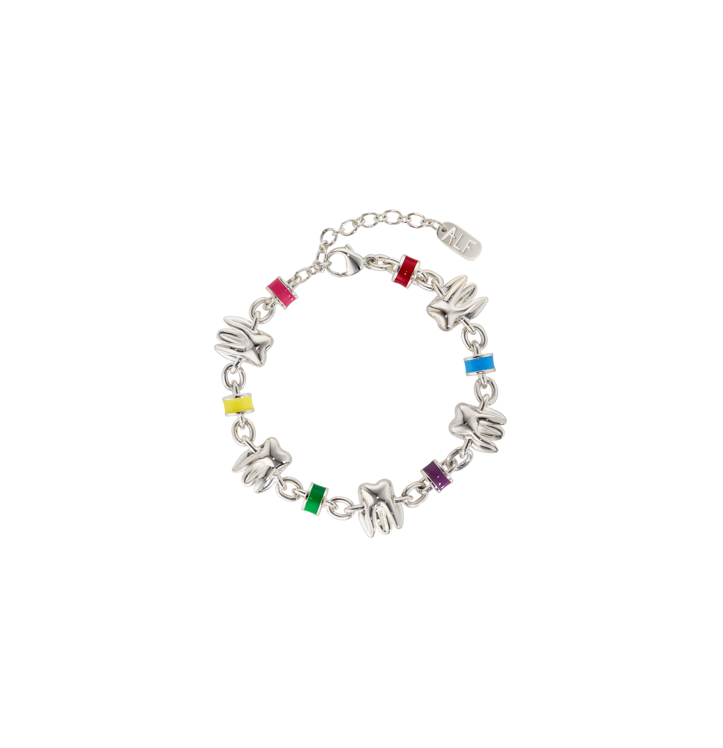 ALF Jewelry Molar Bracelet in sterling silver 925 with vibrant enamel accents, artisanal luxury bracelet.