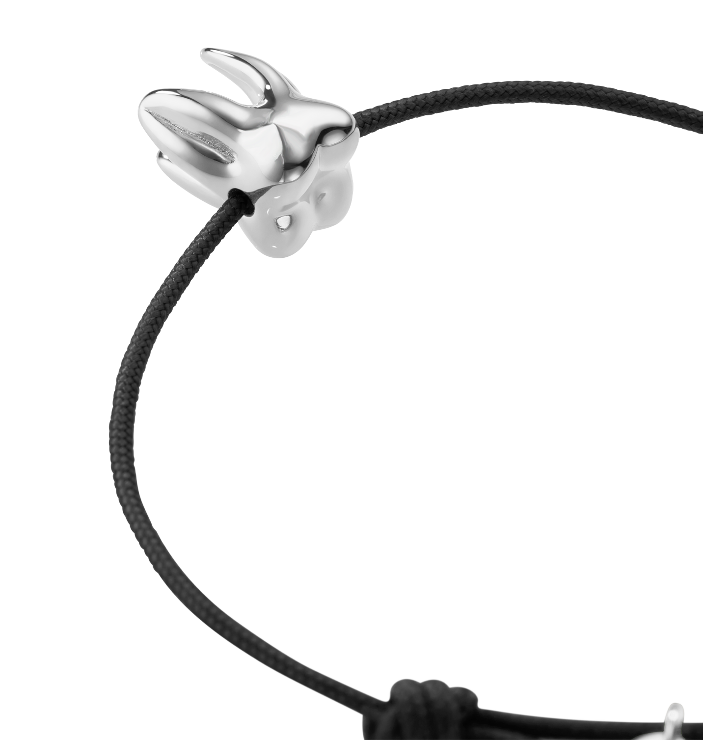 Handcrafted ALF Jewelry Molar Cord Bracelet in 925 sterling silver and adjustable nylon cord.