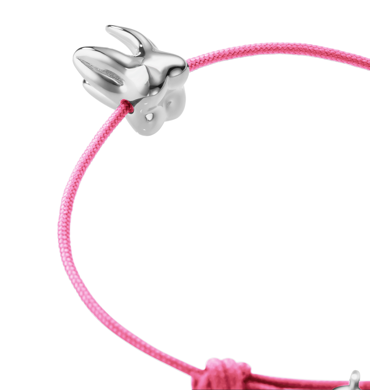 Handcrafted ALF Jewelry Molar Cord Bracelet in 925 sterling silver and adjustable light pink nylon cord.