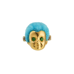 BABY RING/ 18 KARAT GOLD VERMEIL/ STONES & FUR/ SKY BLUE SHORT