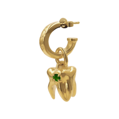 MOLAR HOOP EARRING/ 18 KARAT GOLD VERMEIL/ TSAVORITE STONE
