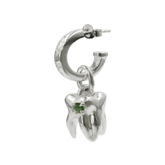 MOLAR HOOP EARRING/ 925 STERLING SILVER/ TSAVORITE STONE