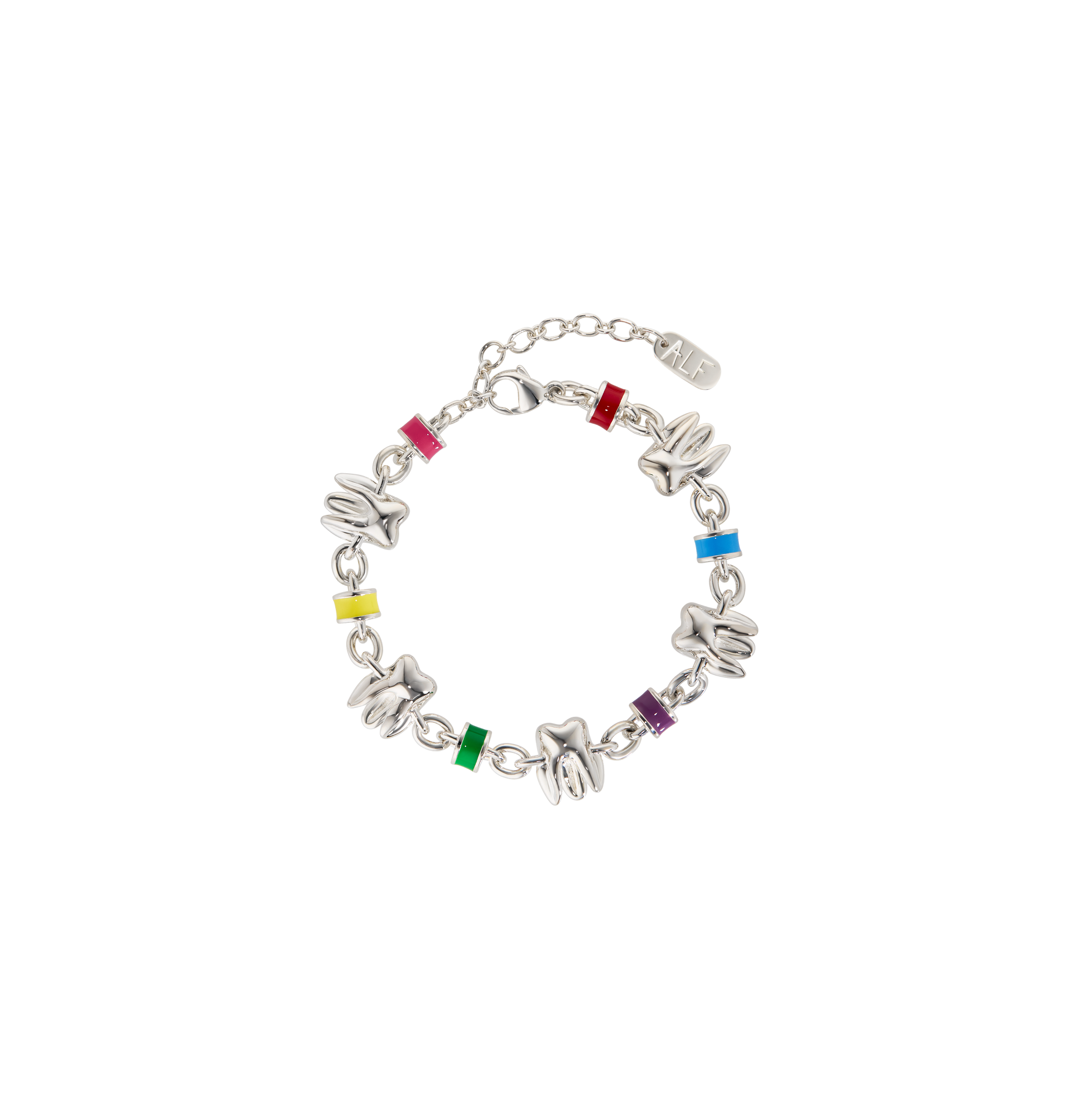 ALF Jewelry Molar Bracelet in sterling silver 925 with vibrant enamel accents, artisanal luxury bracelet.