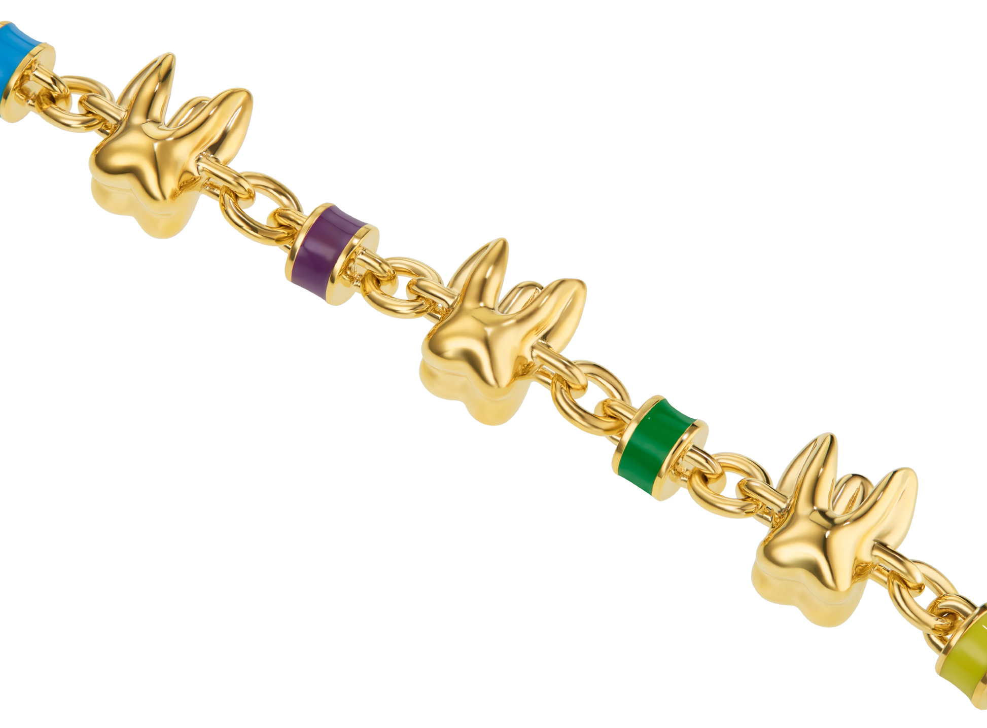 ALF Jewelry Molar Necklace in 18ct gold vermeil with colorful enamel accents, handcrafted luxury design.
