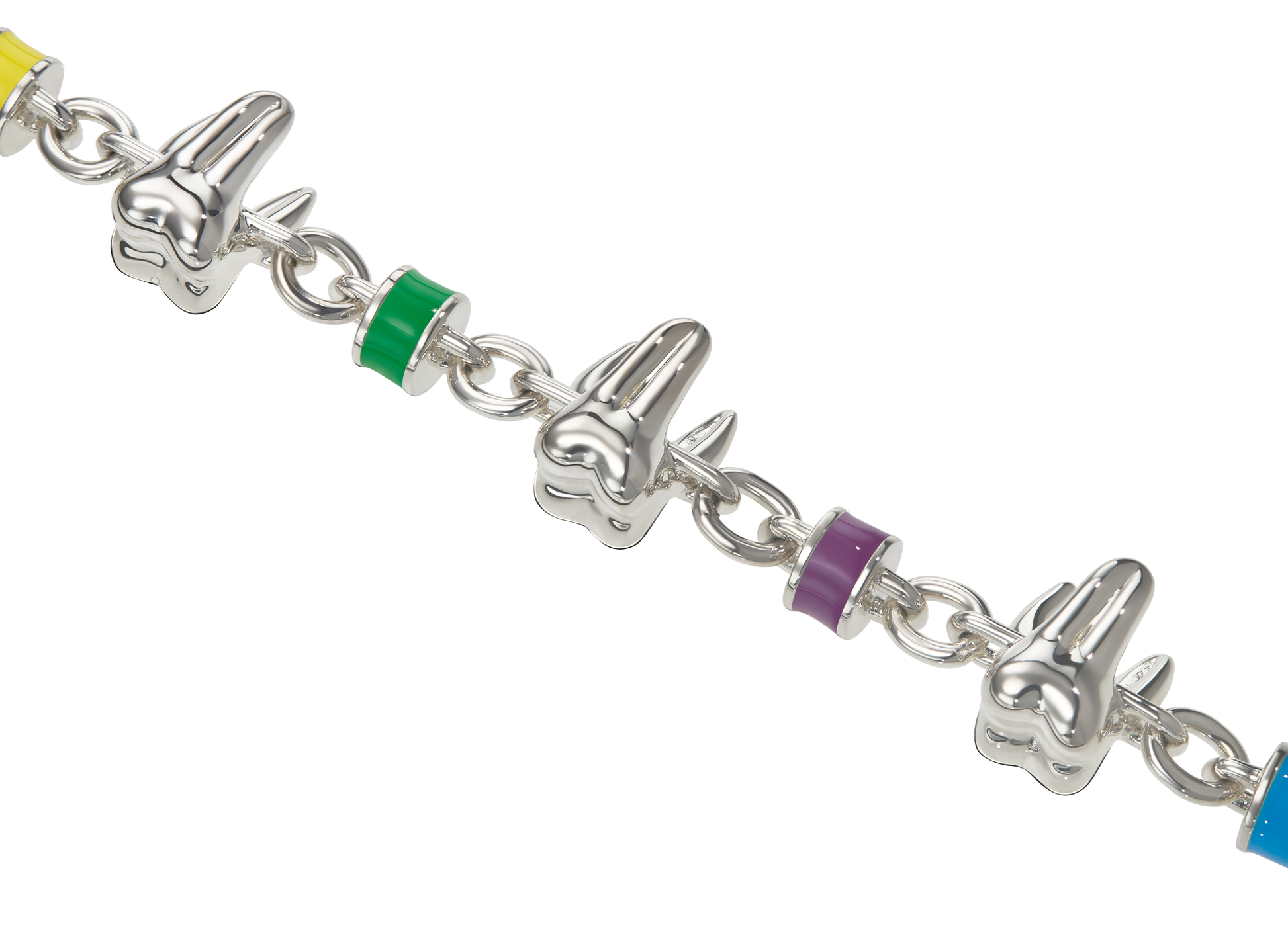 Handcrafted ALF Jewelry Molar Necklace in sterling silver 925 with multicolor enamel details, designer necklace.