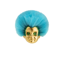 BABY RING/ 18 KARAT GOLD VERMEIL/ STONES & FUR/ SKY BLUE MEDIUM