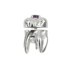 MOLAR DOUBLE SIDED EARRING/ 925 STERLING SILVER/ AMETHYST STONE